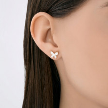 Серьги пусеты золотые пробы 585 с фианитом