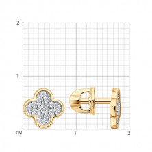 Серьги пусеты золотые пробы 585 с фианитом