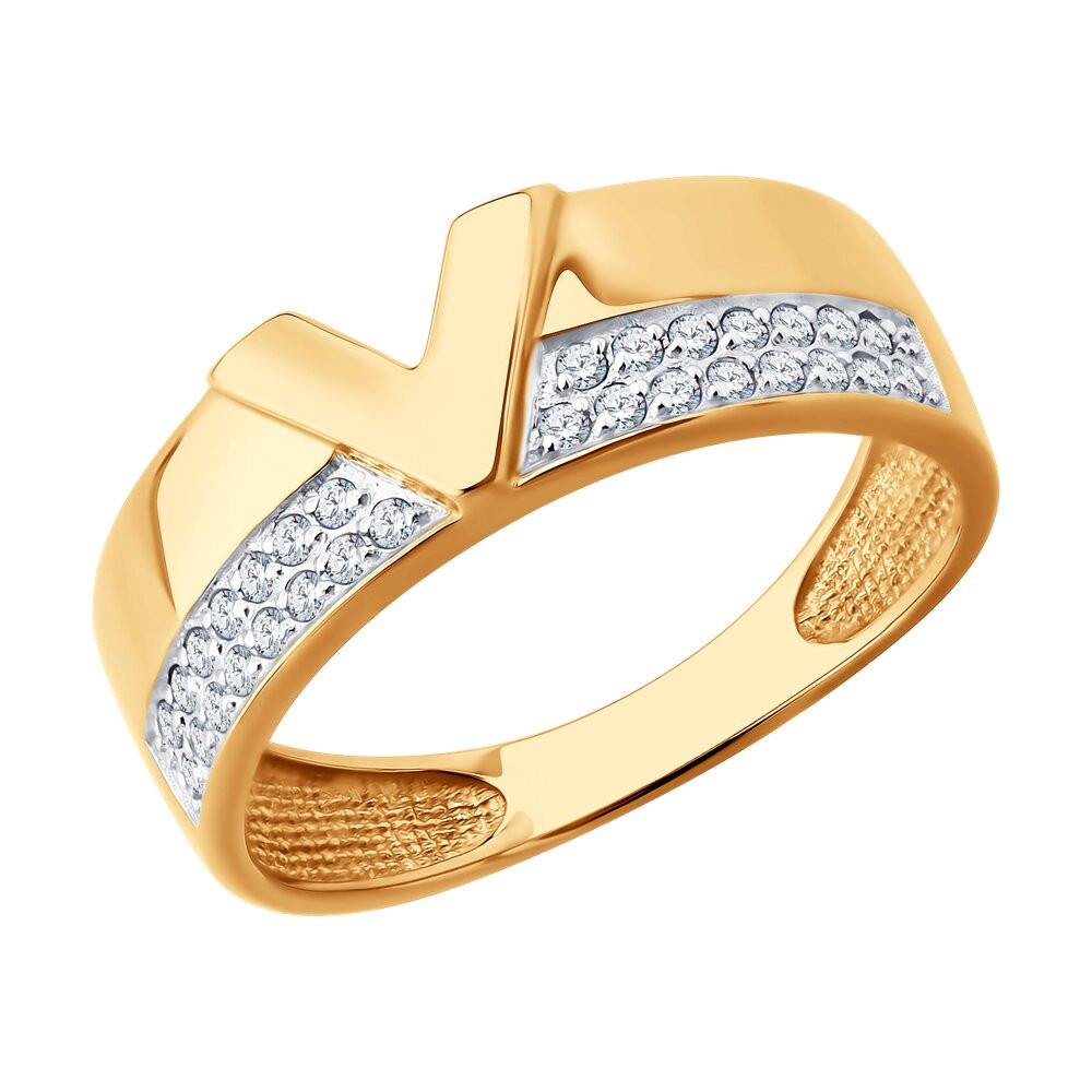 Кольцо золотое пробы 585 с фианитом