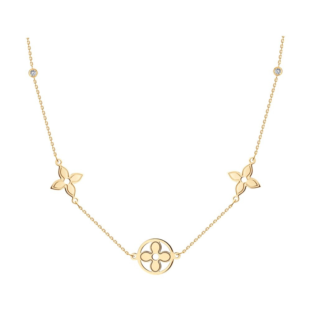 Колье золотое пробы 585 с фианитом