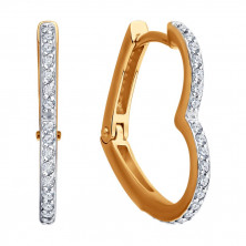 Серьги конго золотые пробы 585 с фианитом