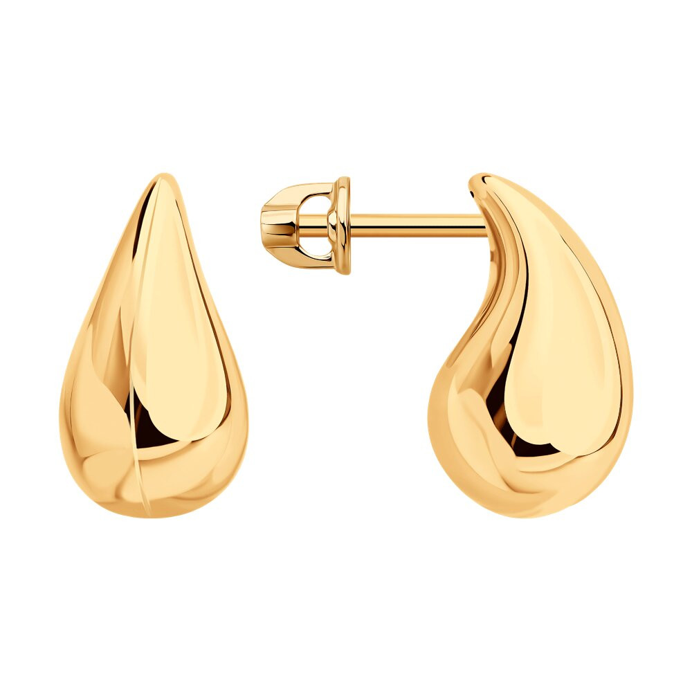 Серьги пусеты золотые пробы 585 без вставок