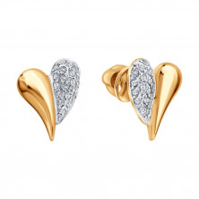 Серьги пусеты золотые пробы 585 с фианитом