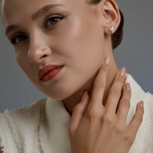 Серьги пусеты золотые пробы 585 с фианитом