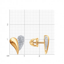 Серьги пусеты золотые пробы 585 с фианитом