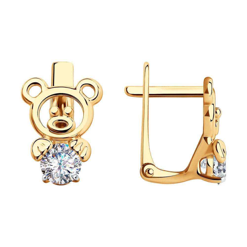 Серьги золотые пробы 585 с фианитом