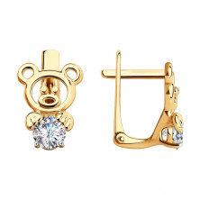 Серьги золотые пробы 585 с фианитом