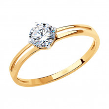 Кольцо золотое пробы 585 с фианитом