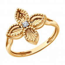 Кольцо золотое пробы 585 с фианитом