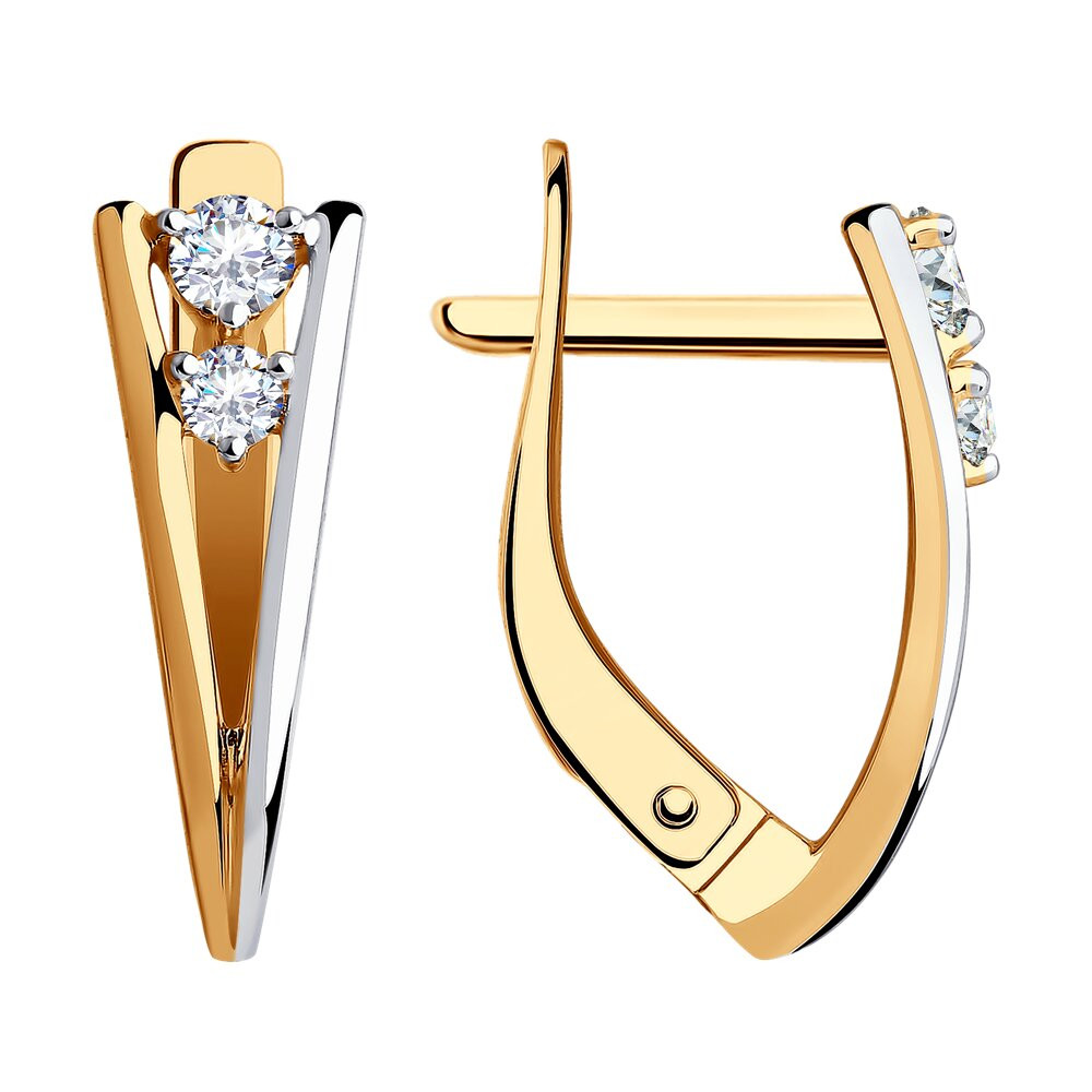 Серьги золотые пробы 585 с фианитом