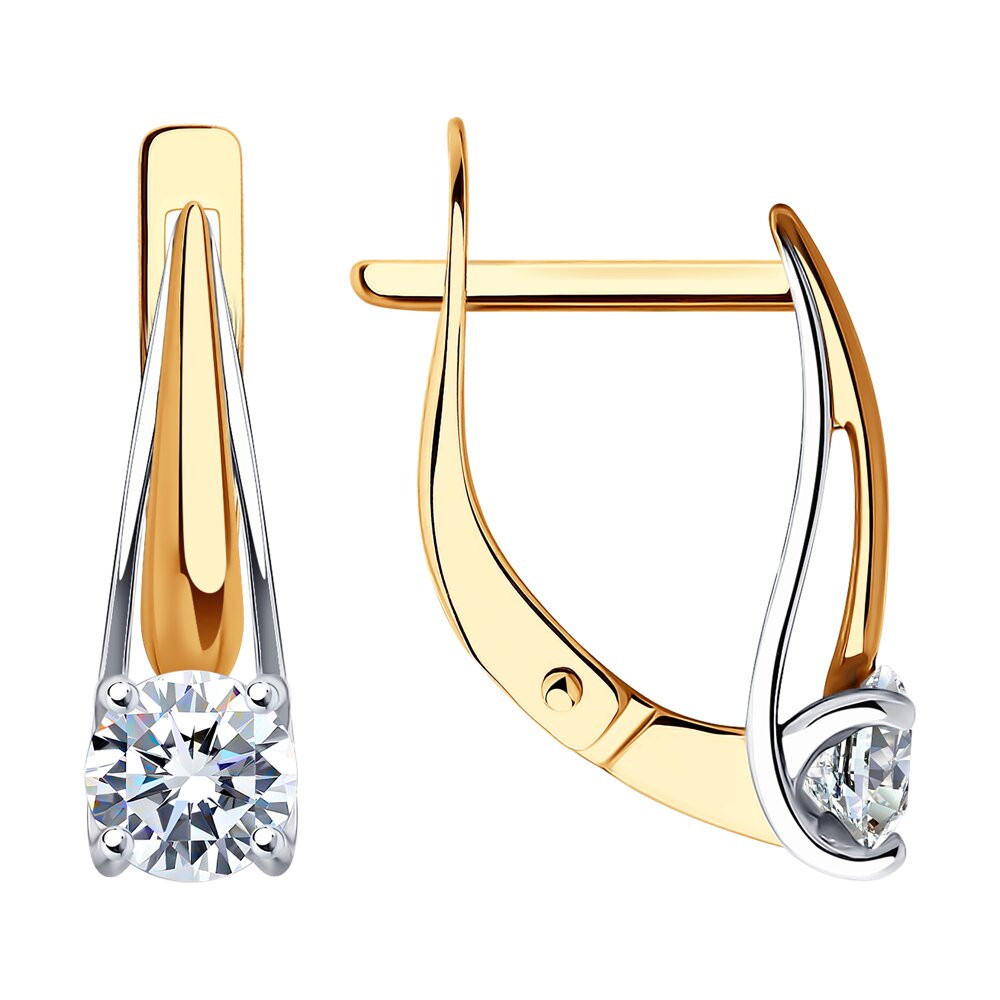 Серьги золотые пробы 585 с фианитом