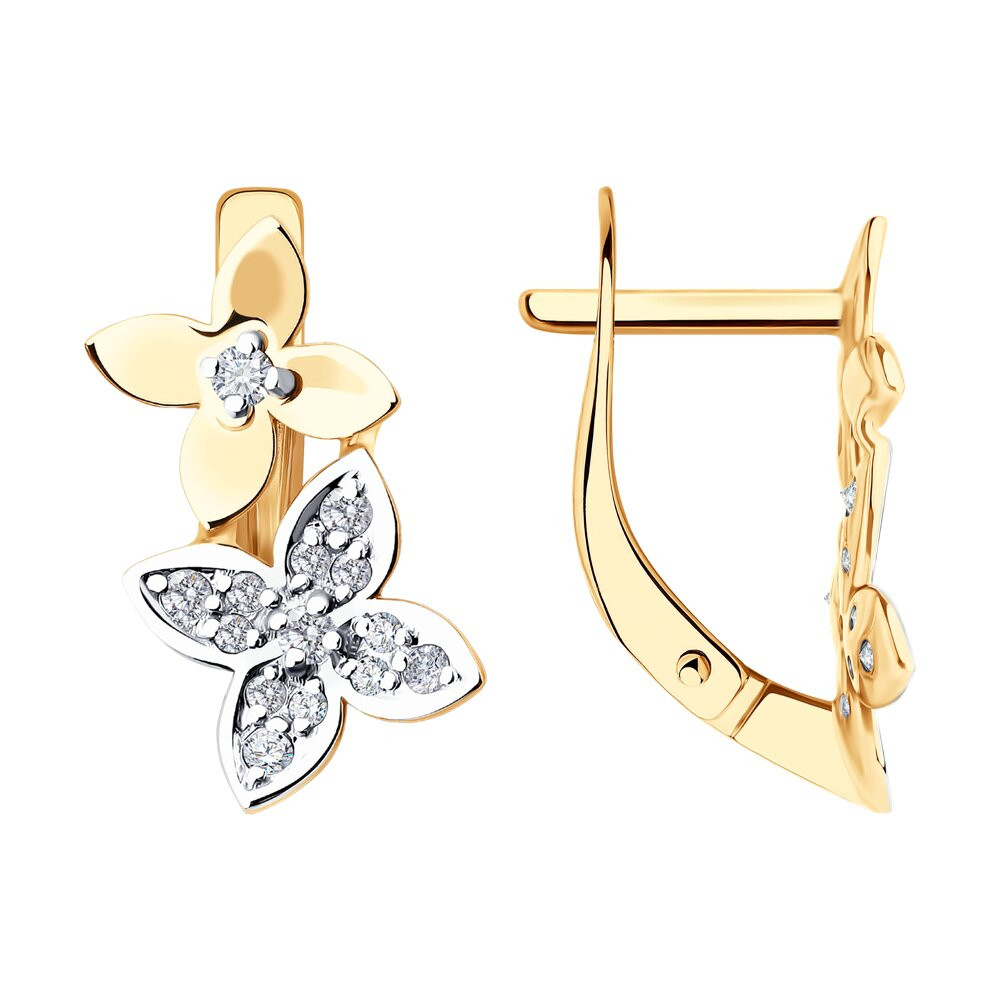 Серьги золотые пробы 585 с фианитом