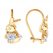 Серьги золотые пробы 585 с фианитом