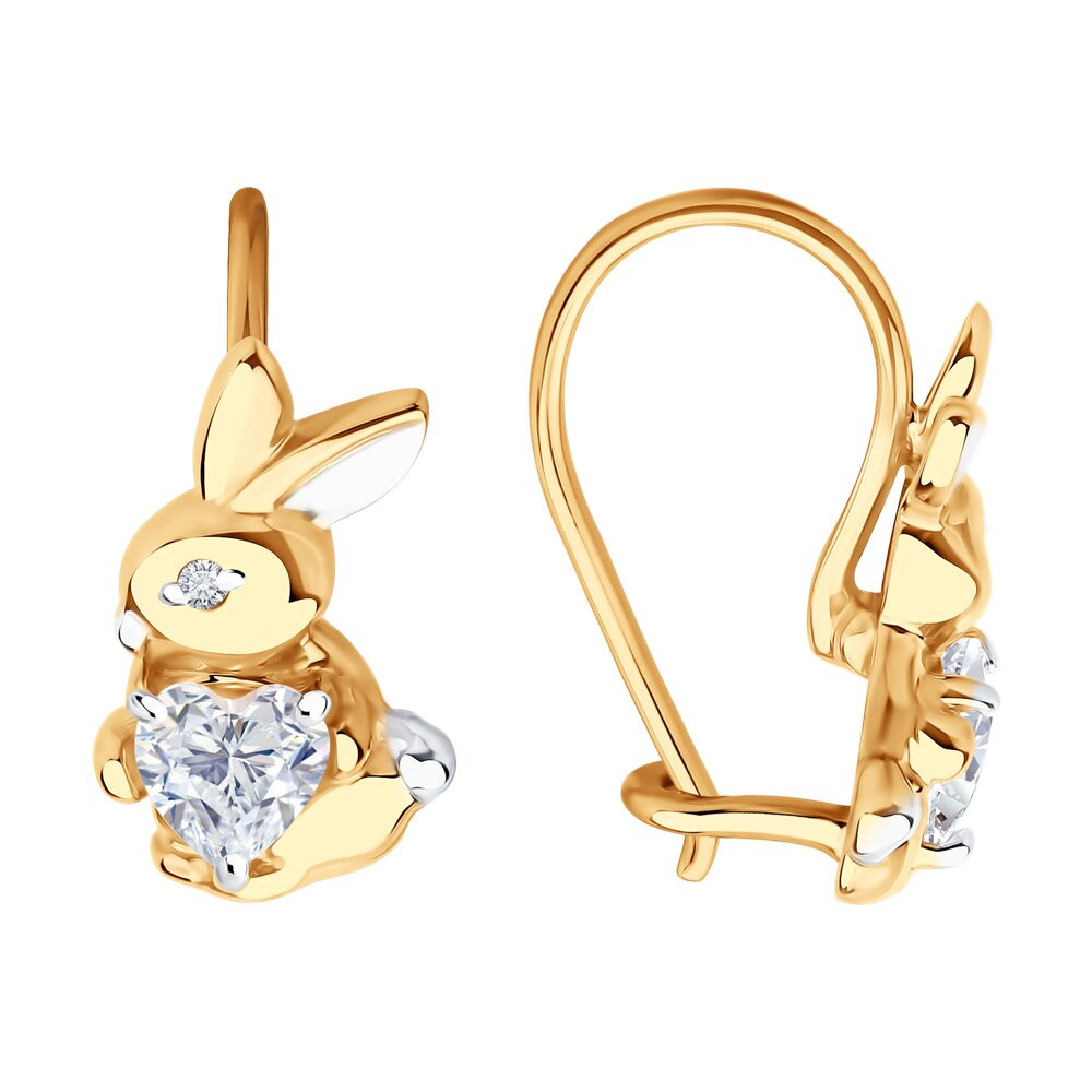 Серьги золотые пробы 585 с фианитом