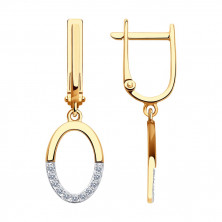 Серьги золотые пробы 585 с фианитом