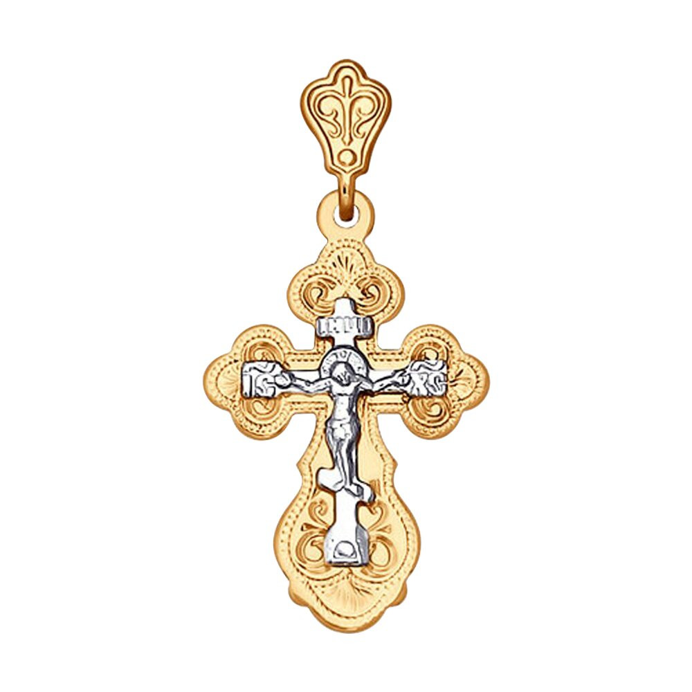 Подвеска крест золотая пробы 585 без вставок