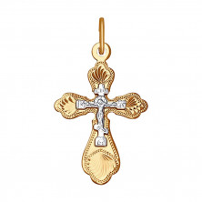 Подвеска крест золотая пробы 585 без вставок