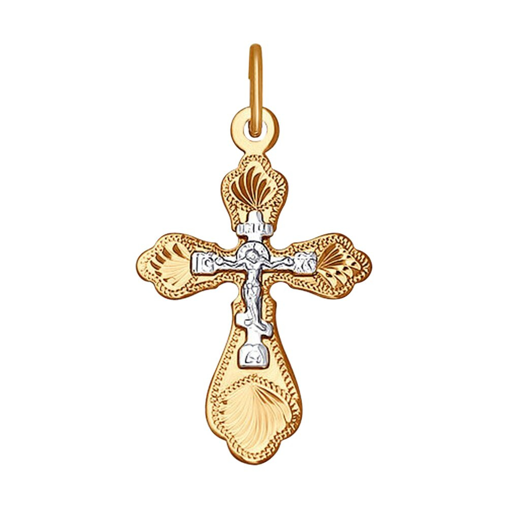 Подвеска крест золотая пробы 585 без вставок