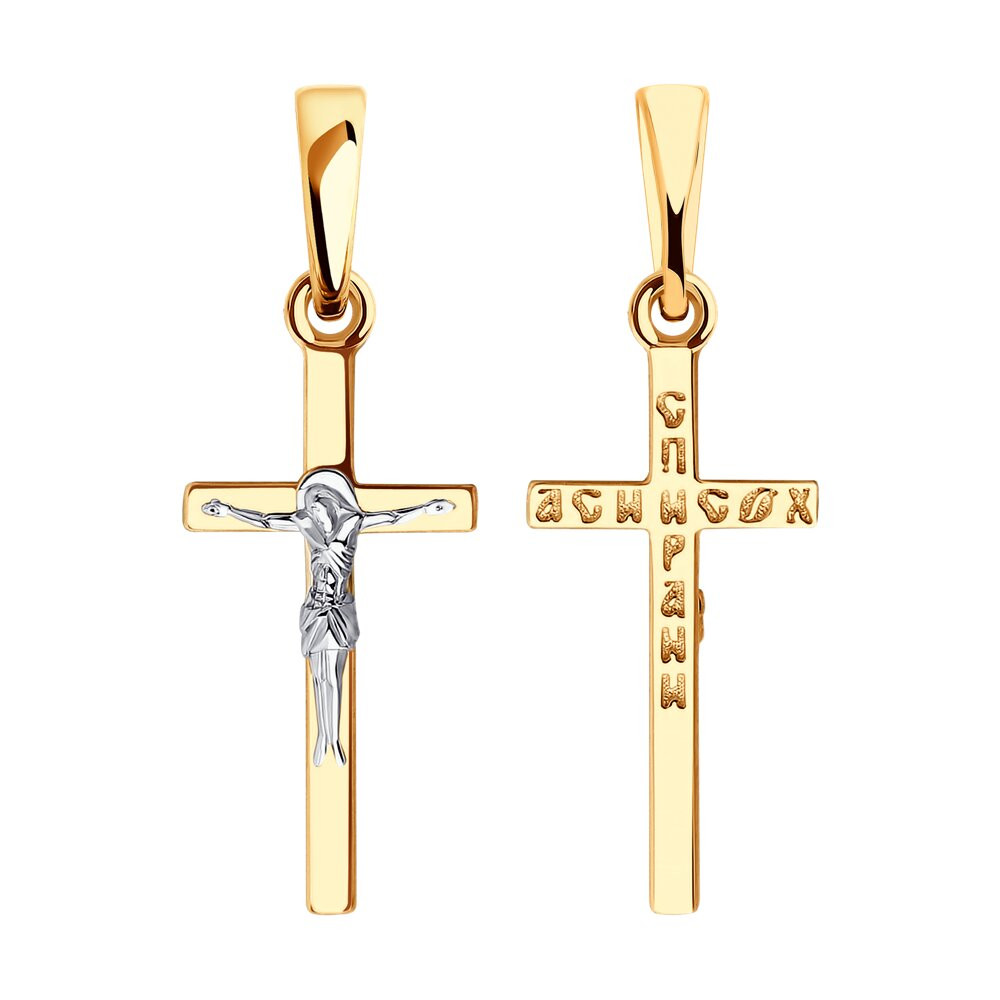 Подвеска крест золотая пробы 585 без вставок