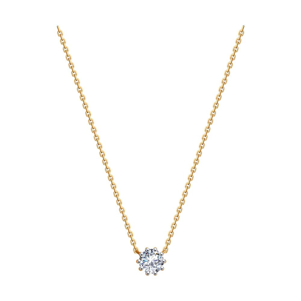 Колье золотое пробы 585 с фианитом